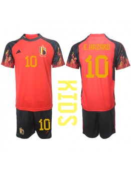 Otroški Nogometna dresi replika Belgija Eden Hazard #10 Domači SP 2022 Kratek rokav (+ hlače)